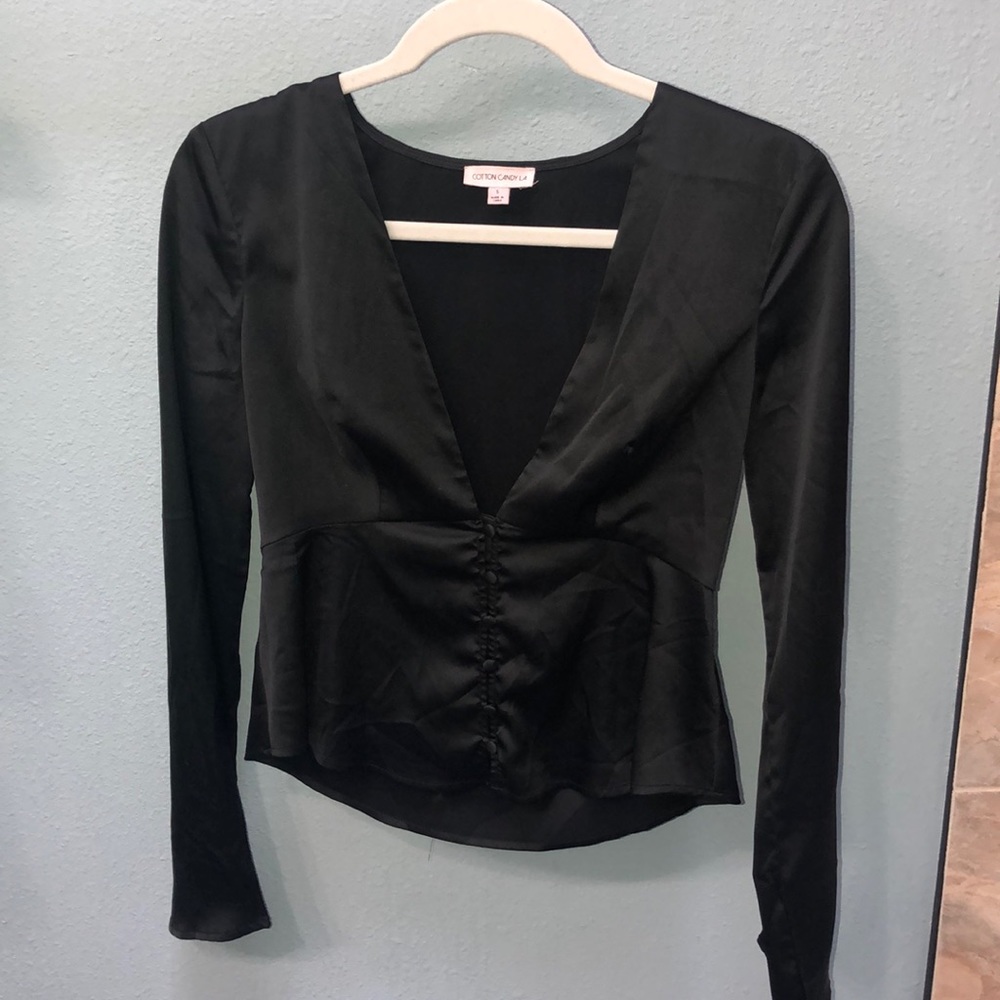Cotton Candy LA deep cut silk top